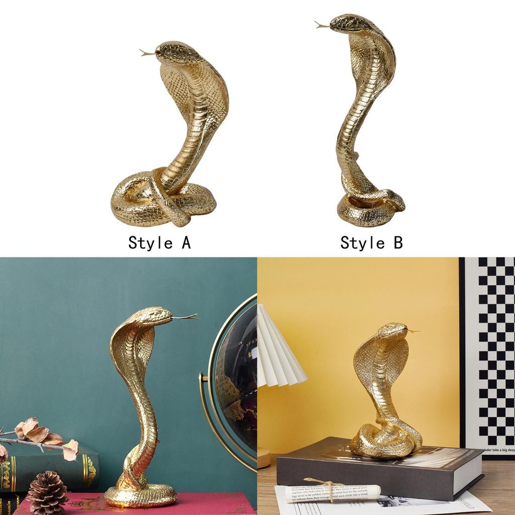 Snake Statue Home Decoration Collectible Art Crafts Creative Animal Sculpture for TV Cabinet Desk Bookshelf Office Tea Room