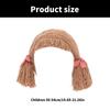Handarbeit Kinder Pony Perücke Mütze für Winterwärme und Charme Mittelscheitel Zopf Haarteil Beanie Mütze Cosplay Kopfbedeckung