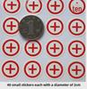 20mm Round Battery Polarity Identification Stickers - 40 Pieces (Positive & Negative)