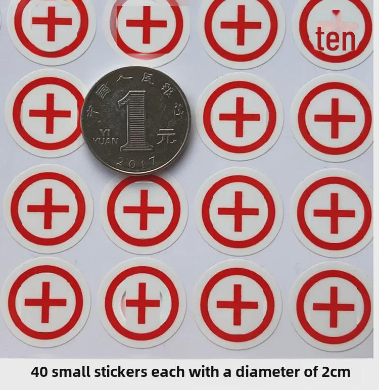 20mm Round Battery Polarity Identification Stickers - 40 Pieces (Positive & Negative)