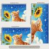 2D Cozy Cat and Sunflower with Starry Sky Live Stream Background Cloth for Vlog