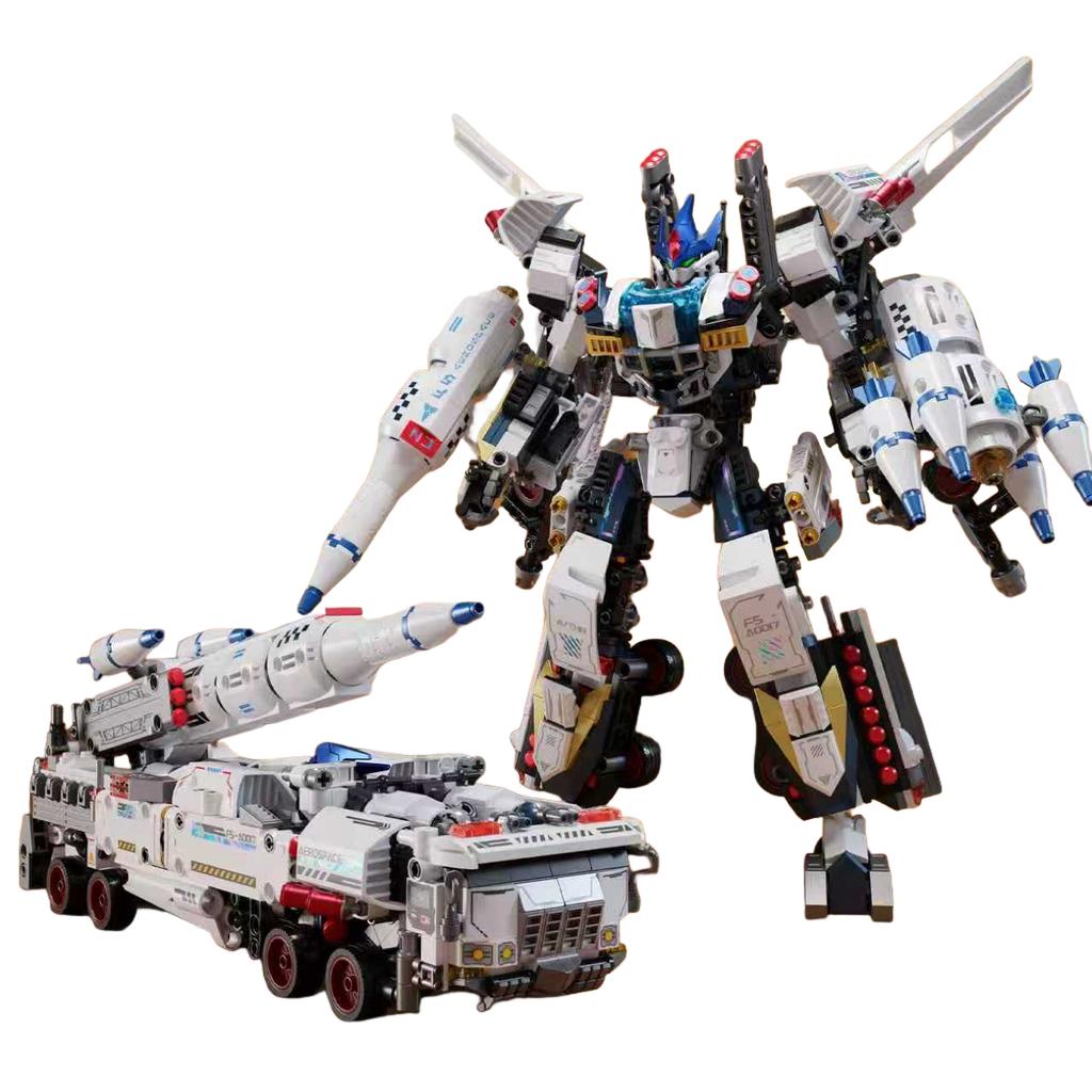F5-A0017 Original Mecha Series Building Block Toy Set, Sci-Fi Mecha Rocket Transporter Model Assembly, Mecha Toy Gift For Boys