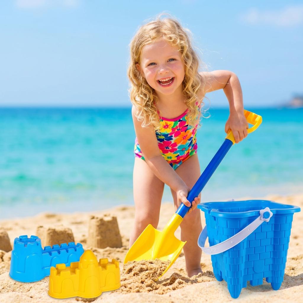 Beach Toy Set with Bucket Shovels Rake Sand Molds and Water Play Accessories for Outdoor Sand Play and Water Activities for Kids