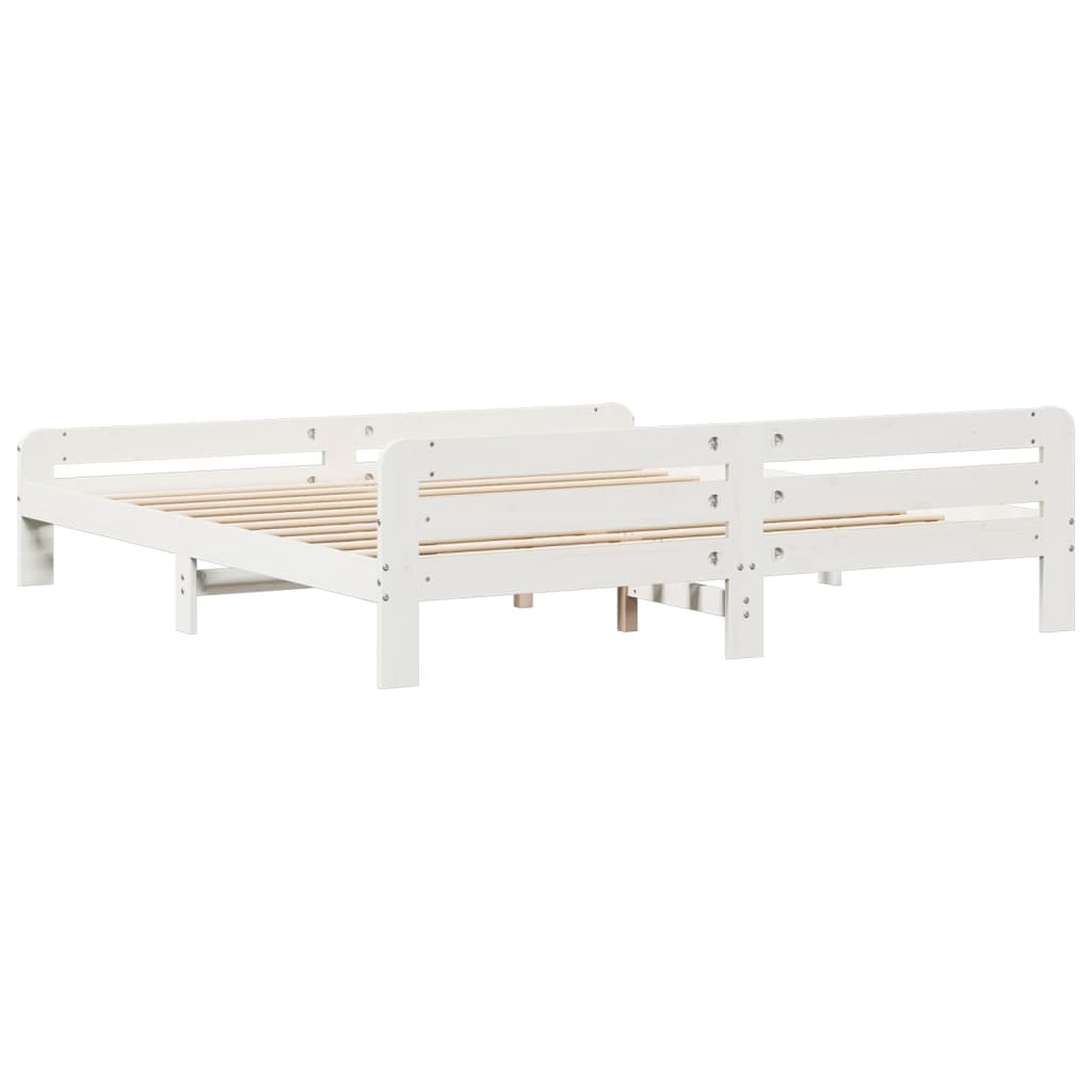 Solid Wood Bed without Mattress White 200x200 cm Pine Wood