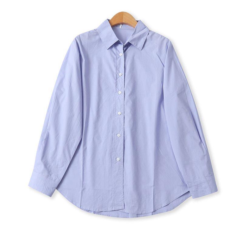 

Хлопковая рубашка Осень Новое поступление Внешняя торговля Женская одежда Минималистичная Легче всего сочетать Лацкан Однобортная Приталенная Длинные рукава Рубашка 32765 Blue Purple B- 12-25-2 All yards