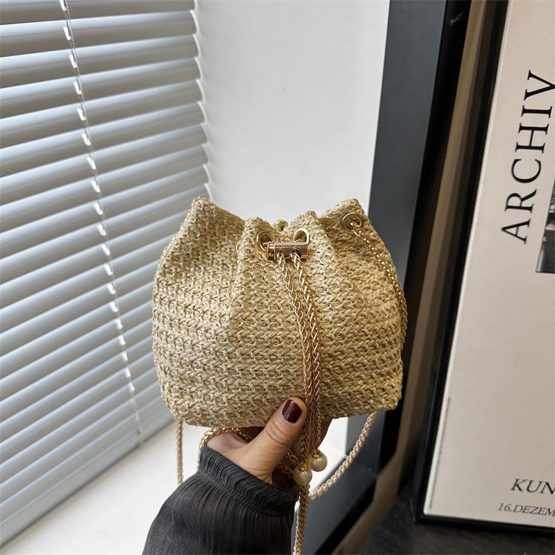 

New women s bag summer new beach bag chain casual shoulder crossbody bucket tote bag хакі