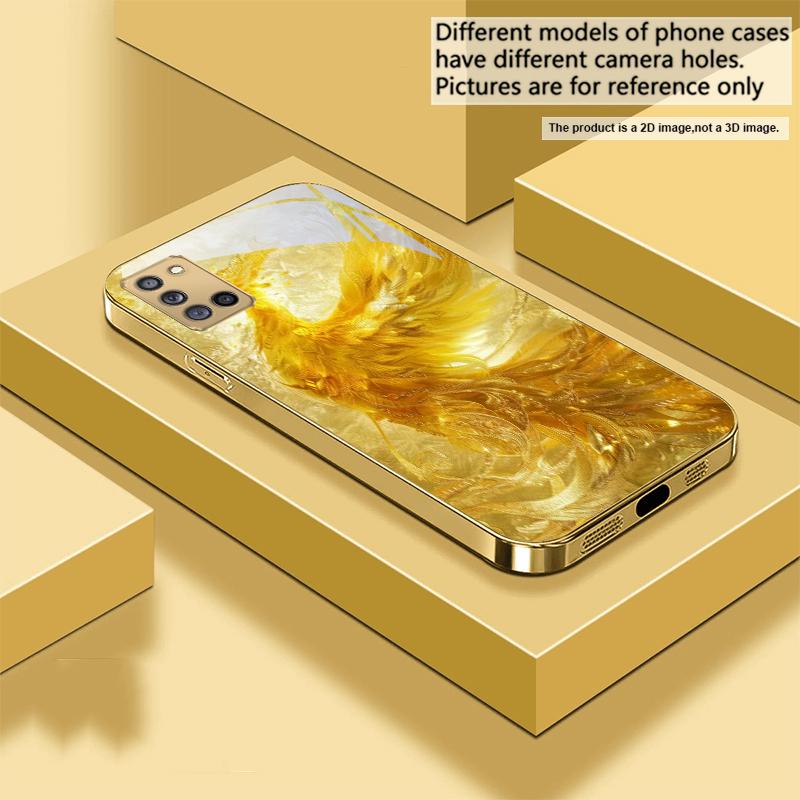 The golden red phoenix For Samsung A 31 32 A33 A34 35 14 A15 13 16 25 26 50 52 53 54 55 56 70 71 72 73 Golden glass phone case