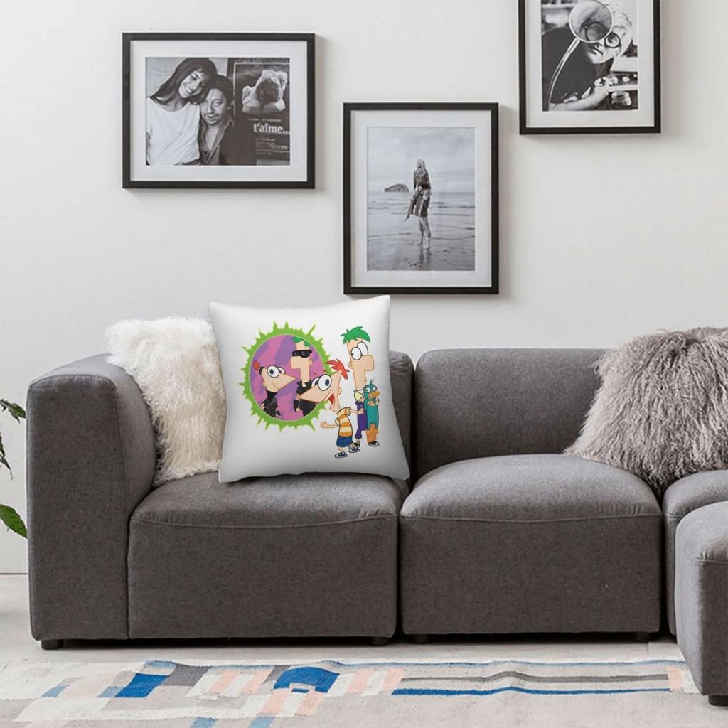 P-Phineas And F-Ferbs Pillow Case Morden Pillow Cover Polyester Design Cushion Cover Pillowcases For Chair Sofa Home Decoration