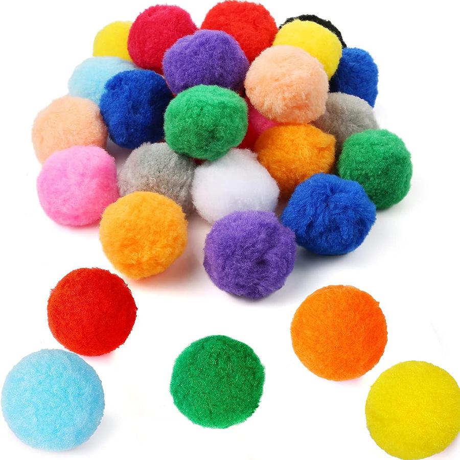 98pcs 3cm Colorful Plush Cat Teaser Toy Balls - Durable Chew Balls for Cat & Dog Training, Soft Pet for Indoor Play ZSY