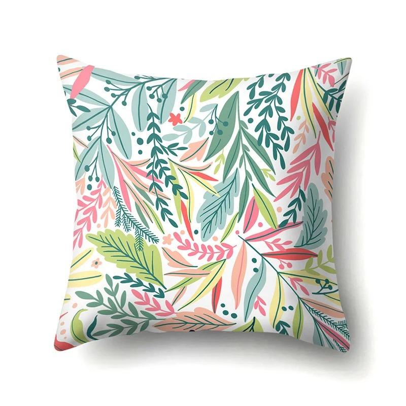 Дом Спальня Гостиная Диван Декорация Тропическое Растение Радужный Лист Принт Узор Подушка Наволочка 16x16Inch