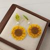 Orecchini Fiore di Girasole: Orecchini a Bottone Stile Foresta con Foglie Piccole per Donna - Clip per Orecchie dal Fascino Pastorale