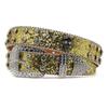 PU Leather Wide Belt Western Crystal Rhinestone Inlaid Skeleton Accessories Zinc Alloy Button Hip Hop Punk Trendy Women's 3.5cm