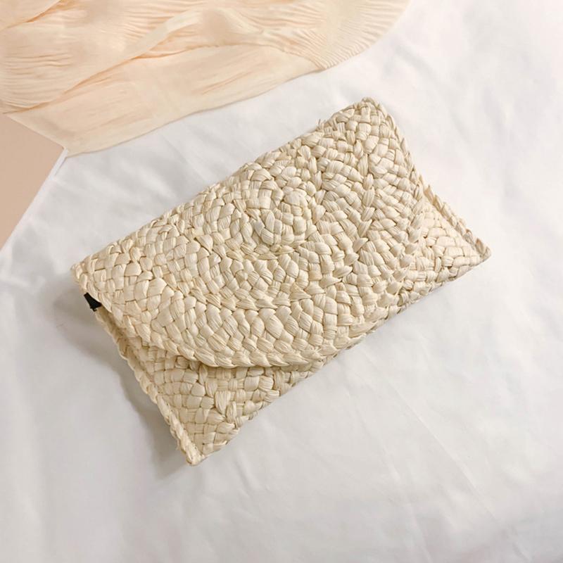 

Новые модные сумки, женские летние милые вязаные сумки в стиле ретро из кукурузной соломы, кошелек для ключей, пляжная длинная сумка-клатч 28*3*17cm хаки