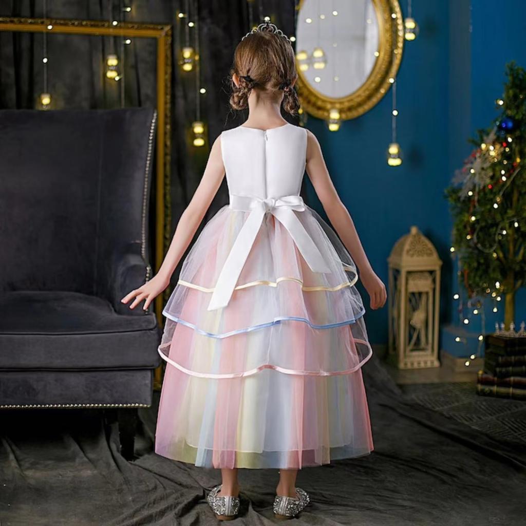 Kids Unicorn Dress with Headband, Jewelry & Accessories, Multicolor, 120 Cm, Ages 4-5