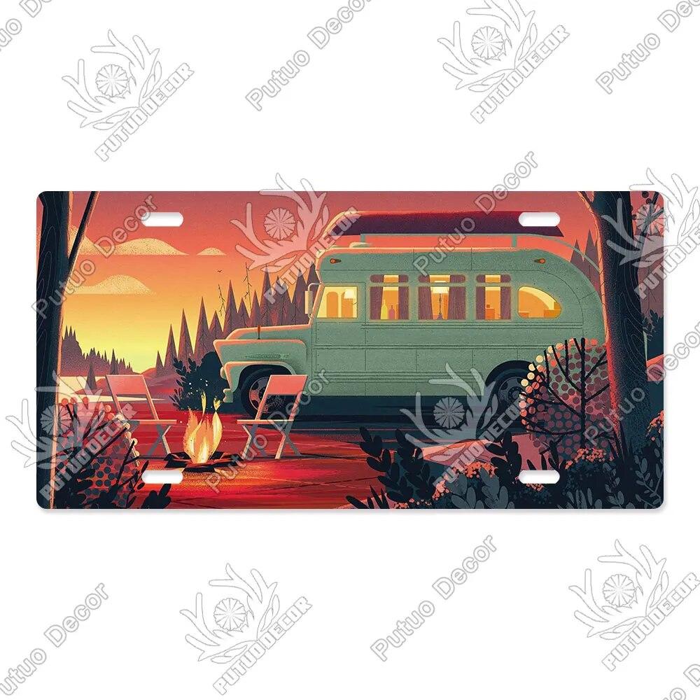 Putuo Decor Ilustrace SPZ Plechová cedule Plaketa Kovová dekorativní deska do auta Dveře do obývacího pokoje Domácí nástěnná dekorace