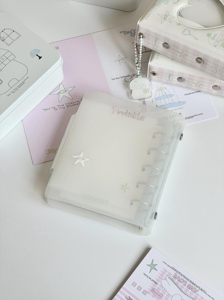 Milky White M5 Refillable Planner | PVC Binder for Photos, Cards & Notes | Kawaii Journal Mini Album Diary Book