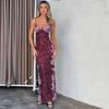 Fashion Retro Style Lace Rose Floral Slim-Fitting Sling Dress Women's Autumn Fashion Sexy Temperament Sheath Dress