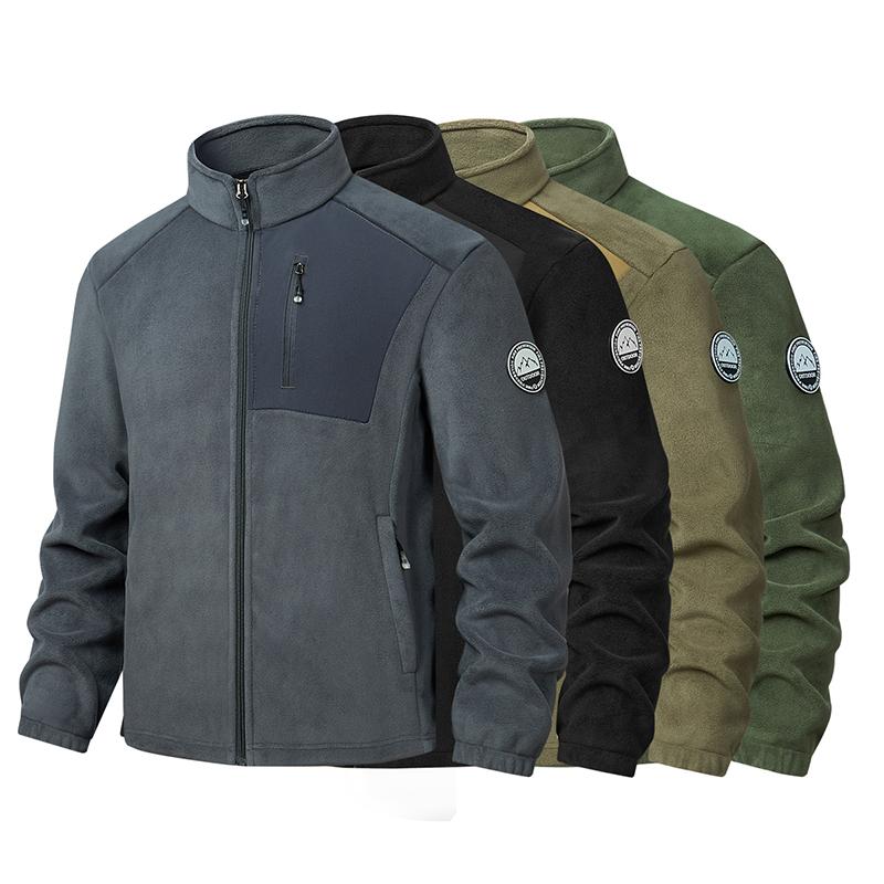 Veste Polaire Polaire Double Face, Veste Polaire Chaude, Veste Brodée Homme Printemps et Automne Hiver Couple