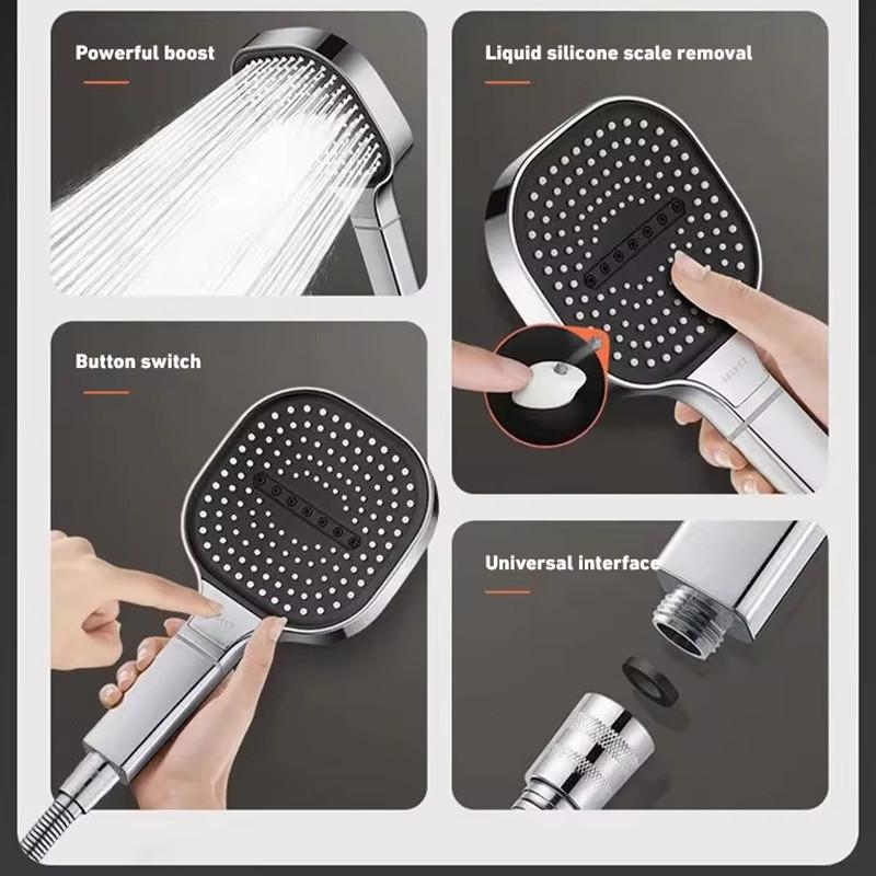 13cm Large Panel Shower Head Adjustable 3 Modes High Pressure Massage Shower Head Filter Element Bathroom Accessories Tools
