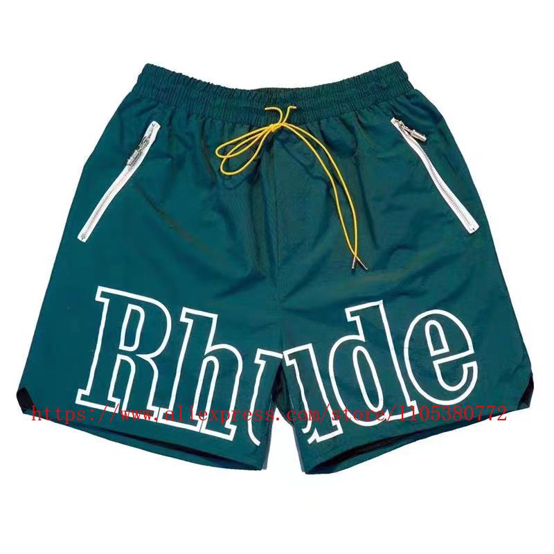 Latest Style RHUDE Men's Casual Shorts Hip Hop Elastic Waist Drawstring Zip Pocket Summer Street Leisure Beach Shorts