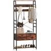 6-in-1 Industrial-Style Hallway Organiser - Brown/Black