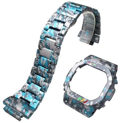 Herren Metall-Uhrenarmband mit Gehäuse, Kompatibel mit Casio und G-SHOCK Uhren DW-5600, GW-B5600, GB-5600, GWX-5600, GW/DW-5000, DW-5025, 5030, und