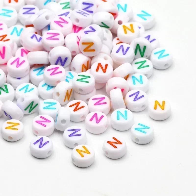 Acrylic A-Z 26 Letter Round Beads Colorful Alphabet Loose Spacer Beads For Jewelry Making Diy Bracelet Necklace Accessories