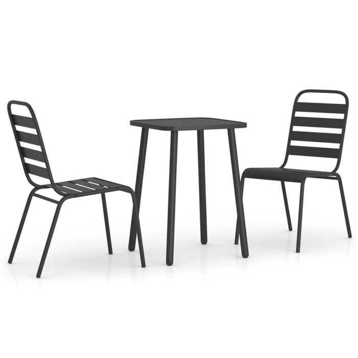 VidaXL Ensemble à manger de jardin 3 pcs anthracite acier, ensemble de salle à manger, ensemble de salle à manger 3187985