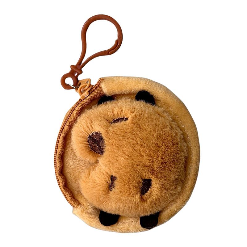 Cute Capybara Plush Coin Purse Zipper Change Purse With Keychain Small Headphone Lipstick Bag Mini Wallet Money Bag Kids Gift