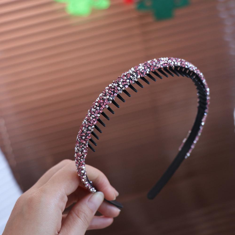 With Toothed Rhinestone Headband Shiny Hair Hoop Vintage Thin Hairband  Make Up