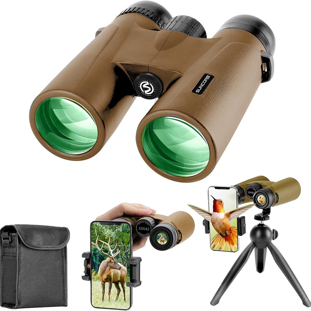10x42 Binoculars for Adults with Phone Adapter High Definition & High Magnification with BAK4 Prism for Outdoor Observation