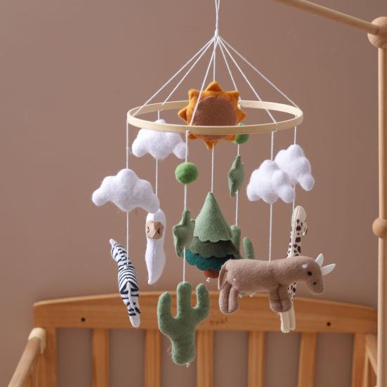 Baby Crib Mobile Clouds Animals Leaf Plush Crib Mobile Handmade Felt Hanging Decor