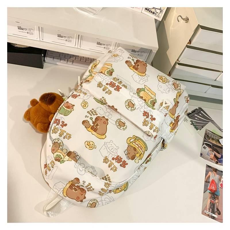 Adorable Nylon Geometric Backpack For Students Breathable And Spacious