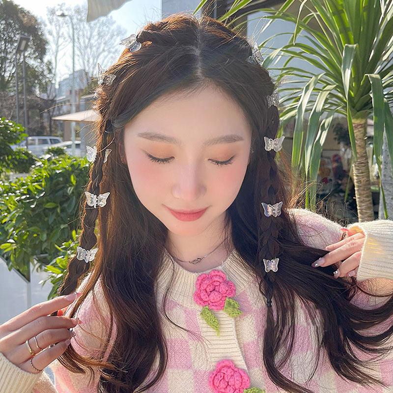 10Pcs Mini Hair Clip Claw Lady Girls Braided Butterfly Clip Transparent Headwear