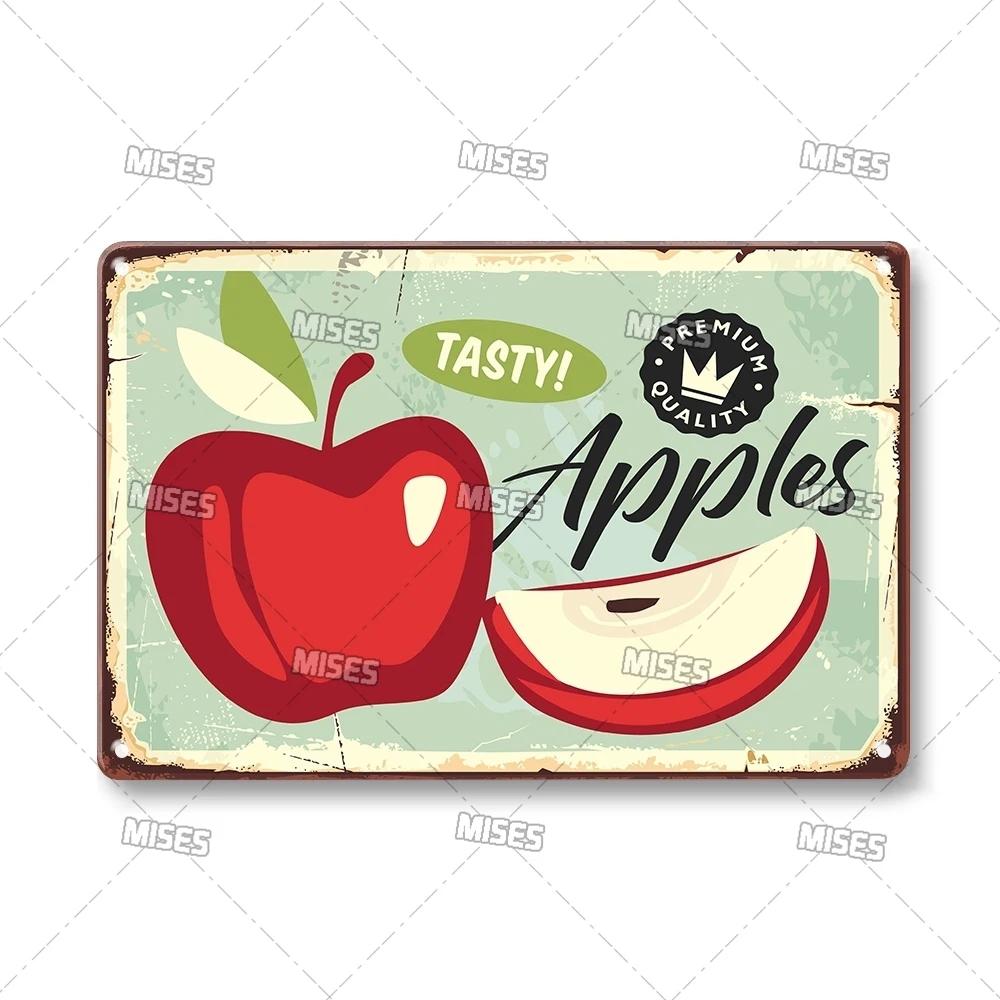 MISES Vegetable And Fruit Metal Tin Sign Retro Metal Plaque Decorative Plate Man Cave Studio Farm Metal Sign Kitchen Wall Plate