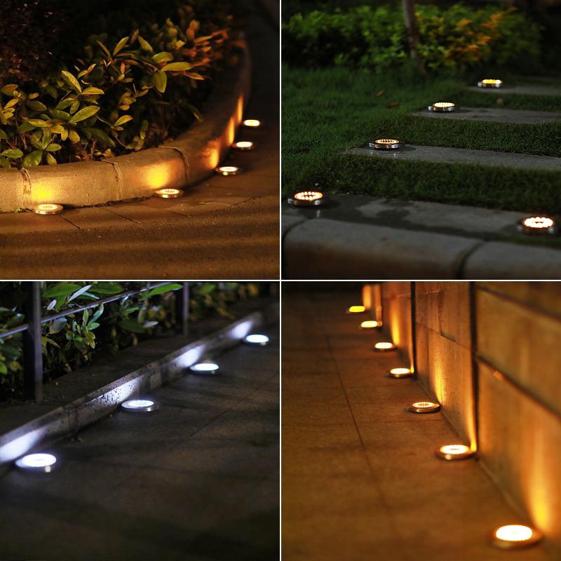 Outdoor Solar Disc Light 8/20 LED IP65 Outdoor Garden Solar Underground Lamps Deck Light Buried Solar Garden Decorative Light