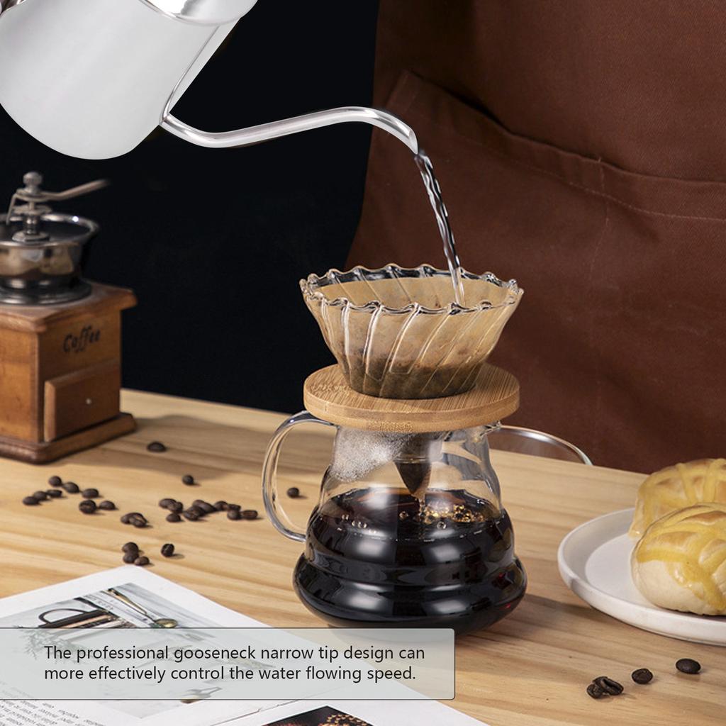 350ml PTFE Coffee Kettle with Lid 304 Stainless Steel Pour Over Coffee Pot for