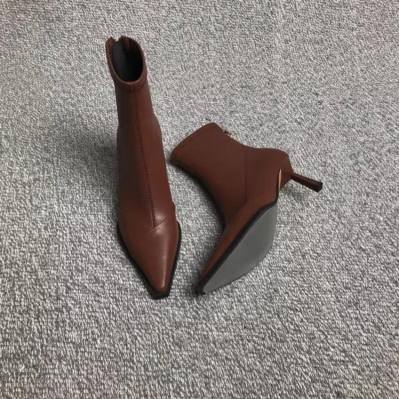 Autumn Vintage Pointed Toe Women Ankle Boots Fashion Soft Leather Ladies Elegant High Heel Short Botas Zapatos De Mujer