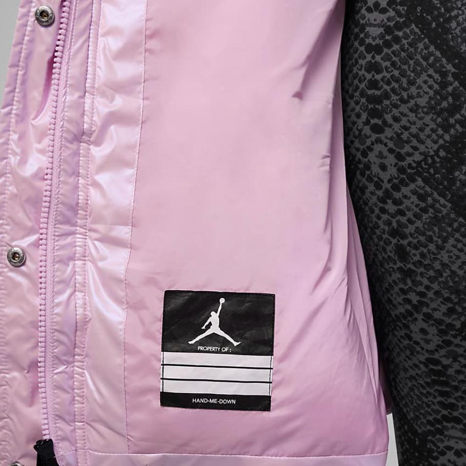 Jordan Pearlescent Mid-Length Hooded Down Jacket Kids Outerwear Pink FB0334-640