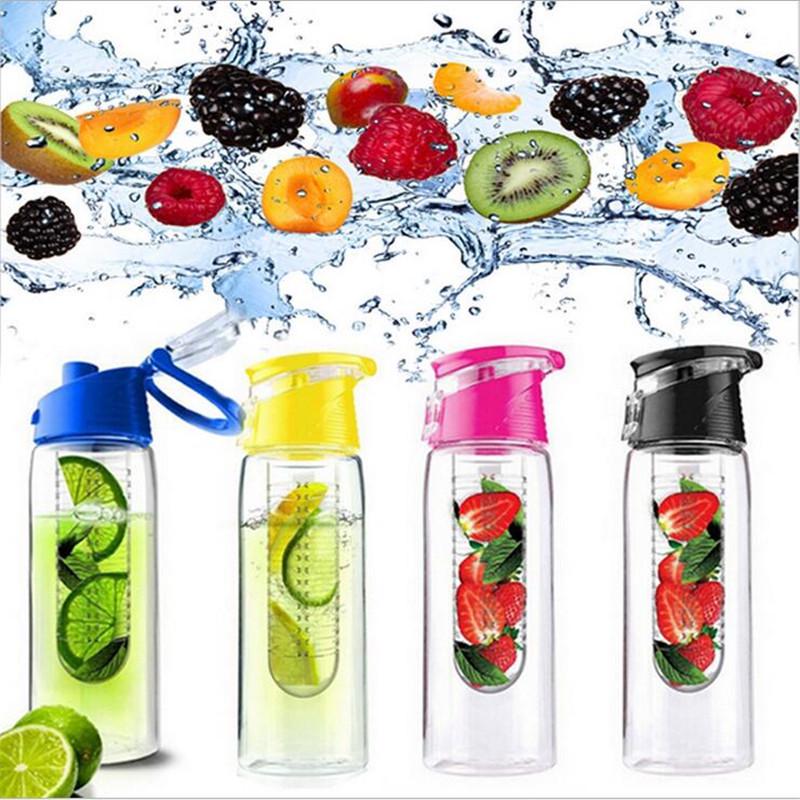 800ml Fruit Infusing Infuser Water Bottle Sports Lemon Juice Bottle Flip Lid For Camping Travel