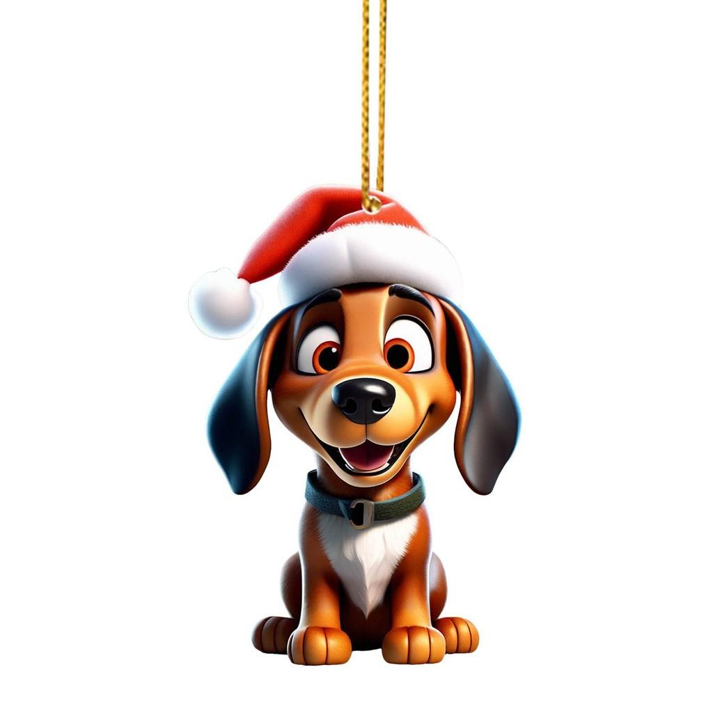 

2D Акриловые Очаровательные Собачки Праздничные Украшения Для Рождественских Елок И Украшения Для Автомобиля Шарм 3