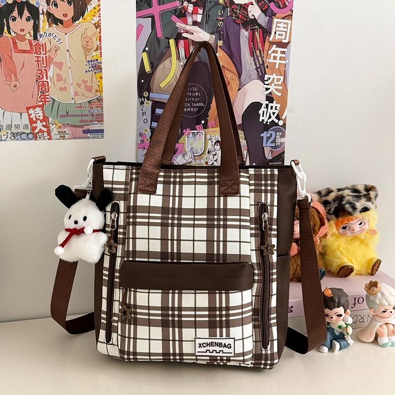 Schoolbag1011 New Plaid Backpack, Student Schoolbag, Women's Large-capacity, Lightweight and Simple, Junior High School Student Shoulder Make-up Bag