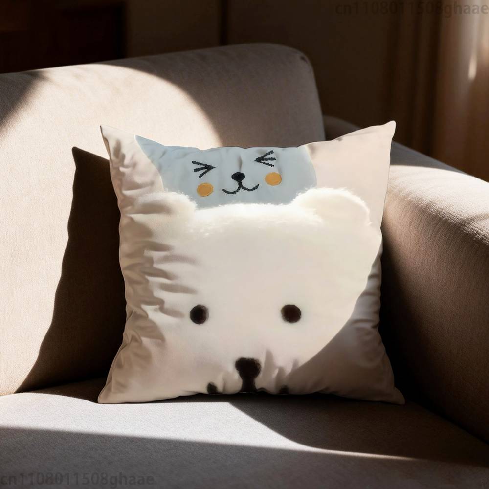 Cute Nnongdamgons  Pillow Case Antidustmite Pillowcase Invisible zipper silky short plush Sofa cushion cover