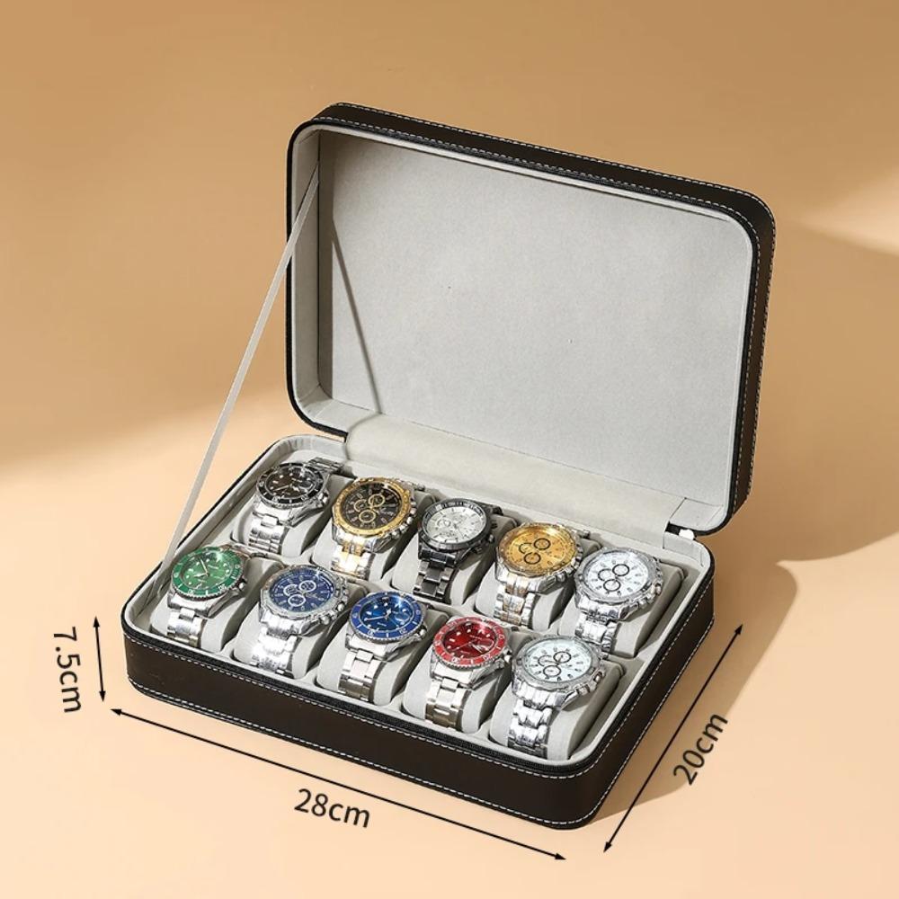 Watch Box 6/10 Slot Watches Organizer Portable Travel Watch Case Waterproof Storage Travel Watch Carrying Case Watches Holder
