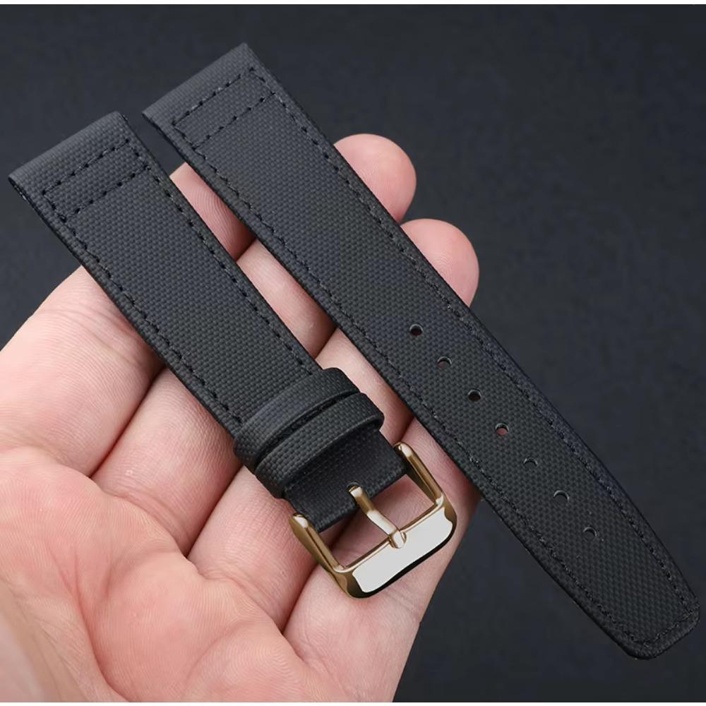 Sailcloth Leather Watch Strap 18mm 20mm 22mm Nylon Canvas Watch Band Qucik Release Wristband Military Sports Waterproof Bracelet
