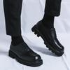Men's Glossy Leather Height-Boosting Lace-Up Shoes for Spring/Autumn