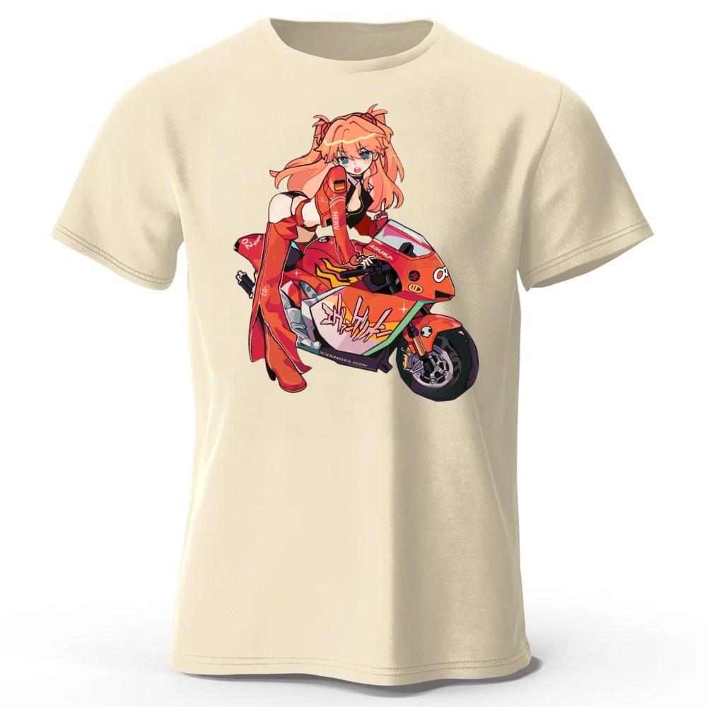 Fashionable New Motorcycle Girl Printed Cotton Short Sleeved Summer Mens Soft and Comfortable Oversized Loose Short Sleeved Top