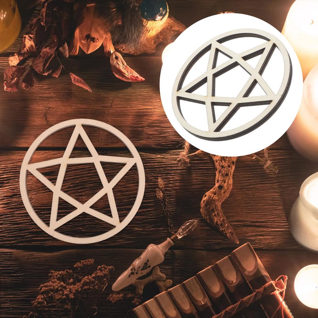 Energy Stone Stand Wooden Altar Tile Tiles Desktop Decoration Vintage Adornment Sacrifice Supply Retro Style Decors Pentagon