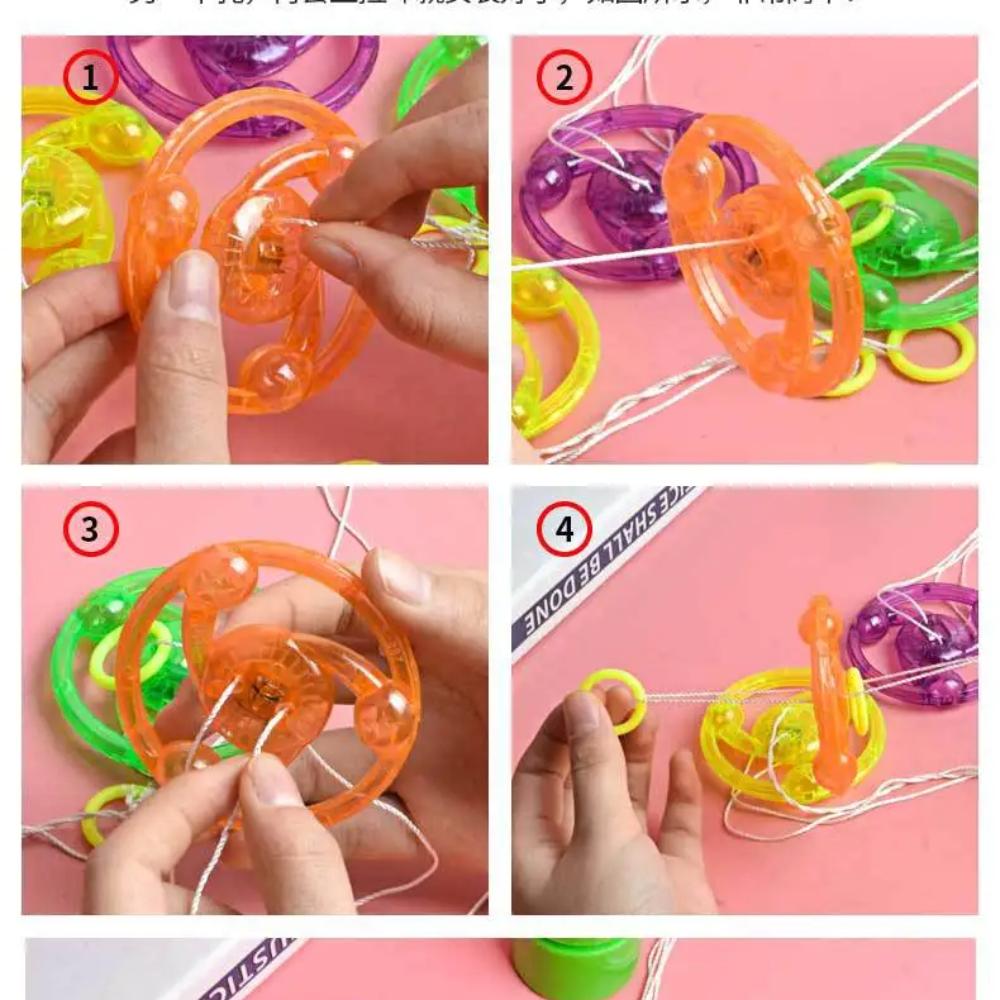 1pcs Kids Creative Bracing Wire Luminous Toy Flywheel Flash Spinning Top Light-emitting Gyro Fitness Shining Pull Line Flywheel