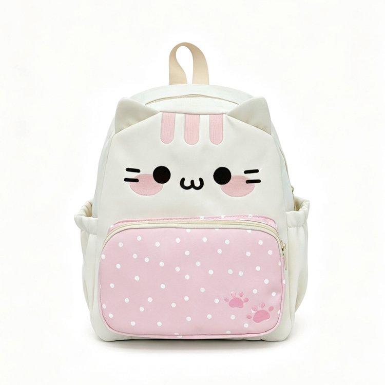 Schoolbag cute cartoon polka dot backpack female student travel cat small backpack high value versatile light class bag